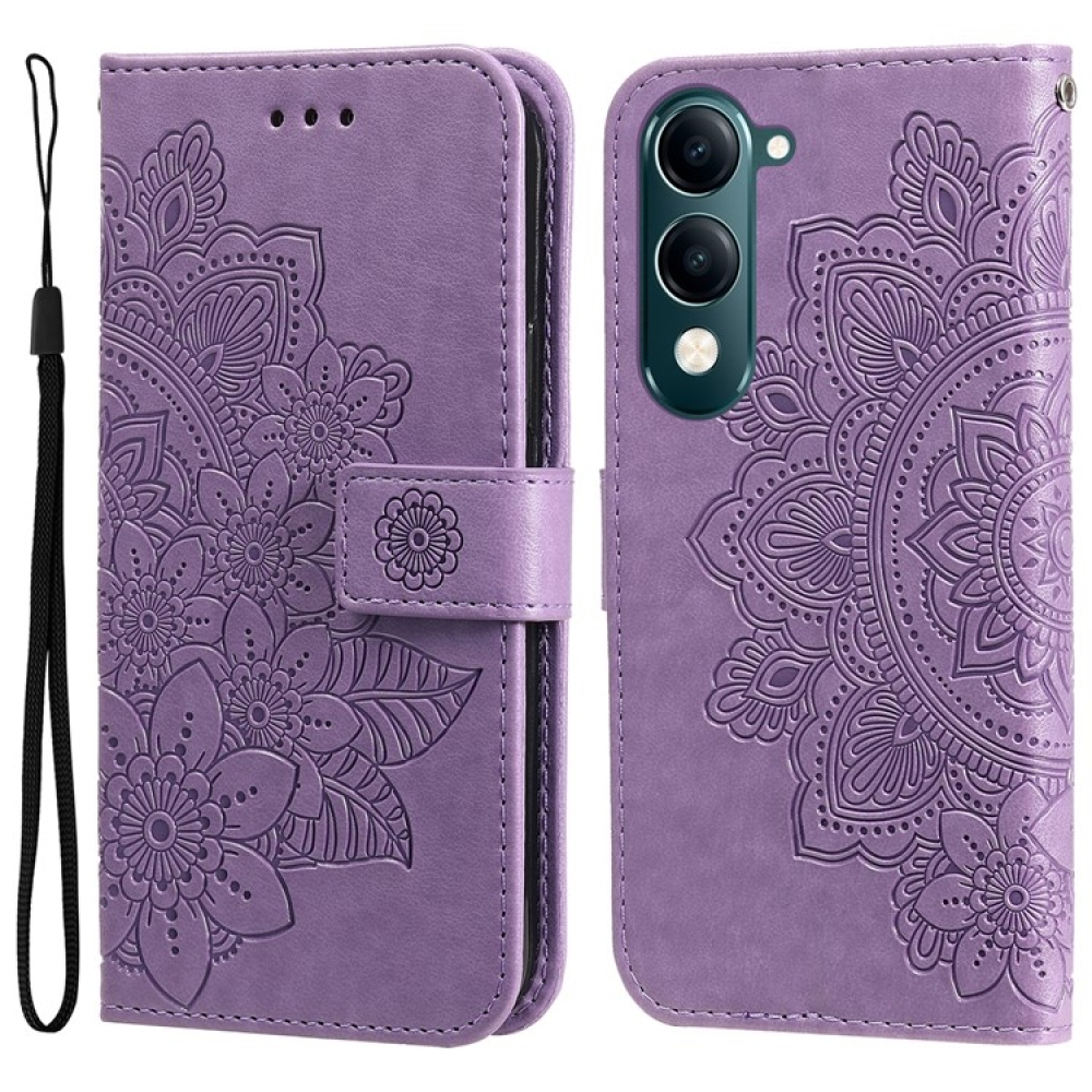 Floral knížkové pouzdro na Vivo Y29s 5G - fialové