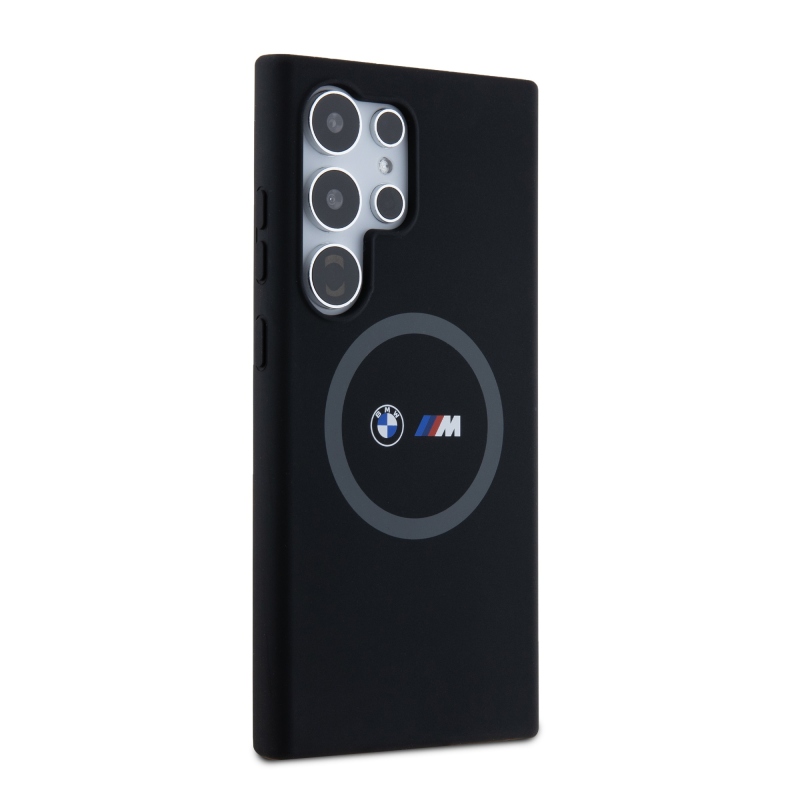 BMW M Printed Round and Logo Magsafe Silikonový Kryt pro Samsung Galaxy S24 Ultra Black