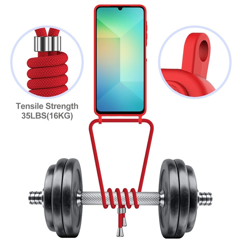 Card gelový obal se šňůrkou na Samsung Galaxy A06 4G - červený