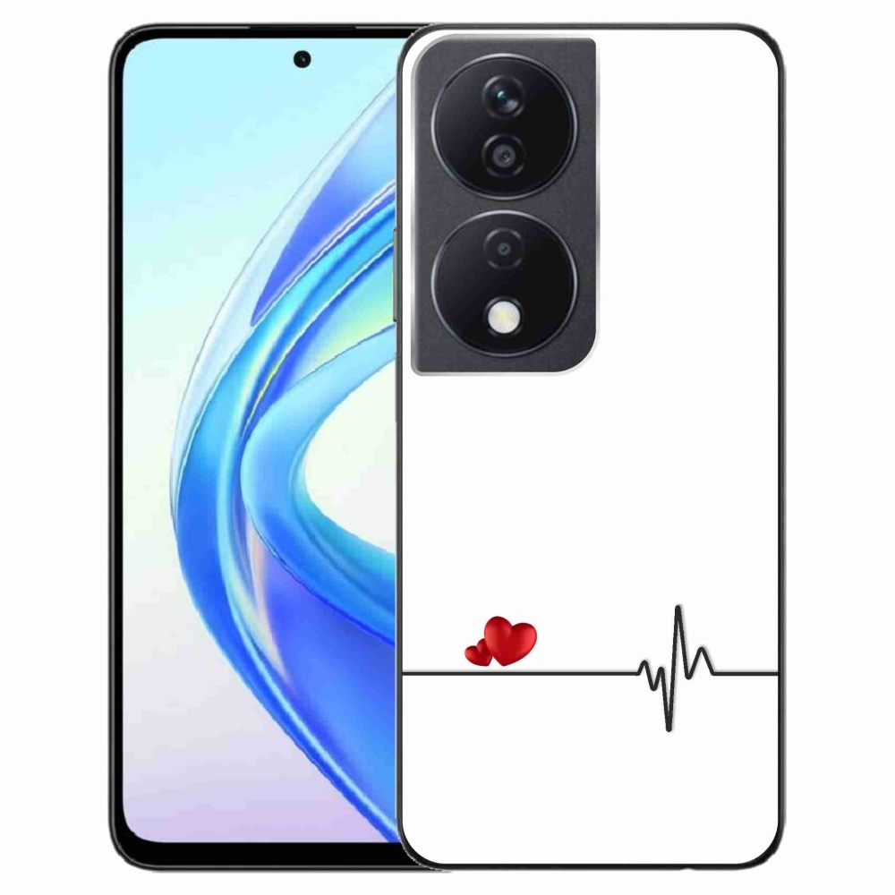 Gelový kryt mmCase na Honor X7b/Honor 90 Smart - srdce a tep bílé pozadí
