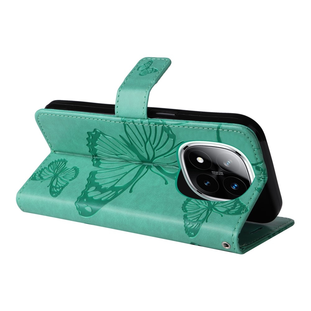 Big Butterfly knížkové pouzdro na Xiaomi Redmi Note 14 Pro 5G/Poco X7 5G/Note 14 Pro+ 5G - modrozelené