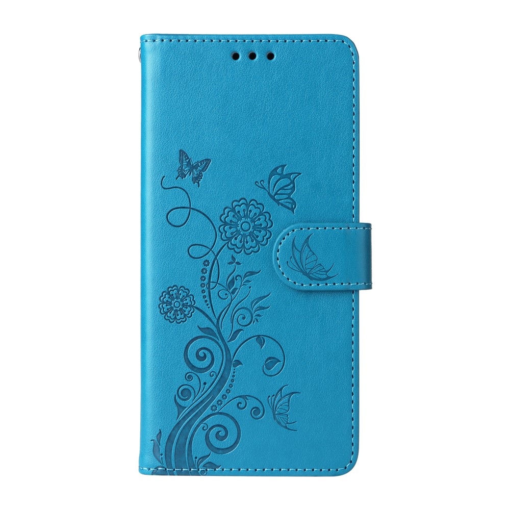 Flowery knížkové pouzdro na Realme 14 5G - modré
