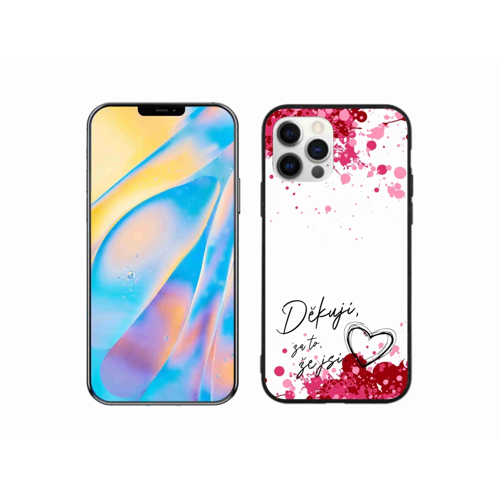 Gelový kryt mmCase na iPhone 12 - zamilovaný text 2 bílé pozadí