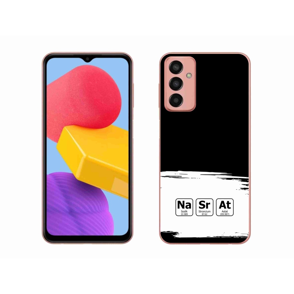 Gelový kryt mmCase na Samsung Galaxy M13 - chemické prvky bíločerné pozadí