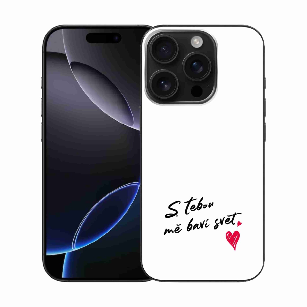 Gelový kryt mmCase na iPhone 16 Pro - zamilovaný text 1 bílé pozadí