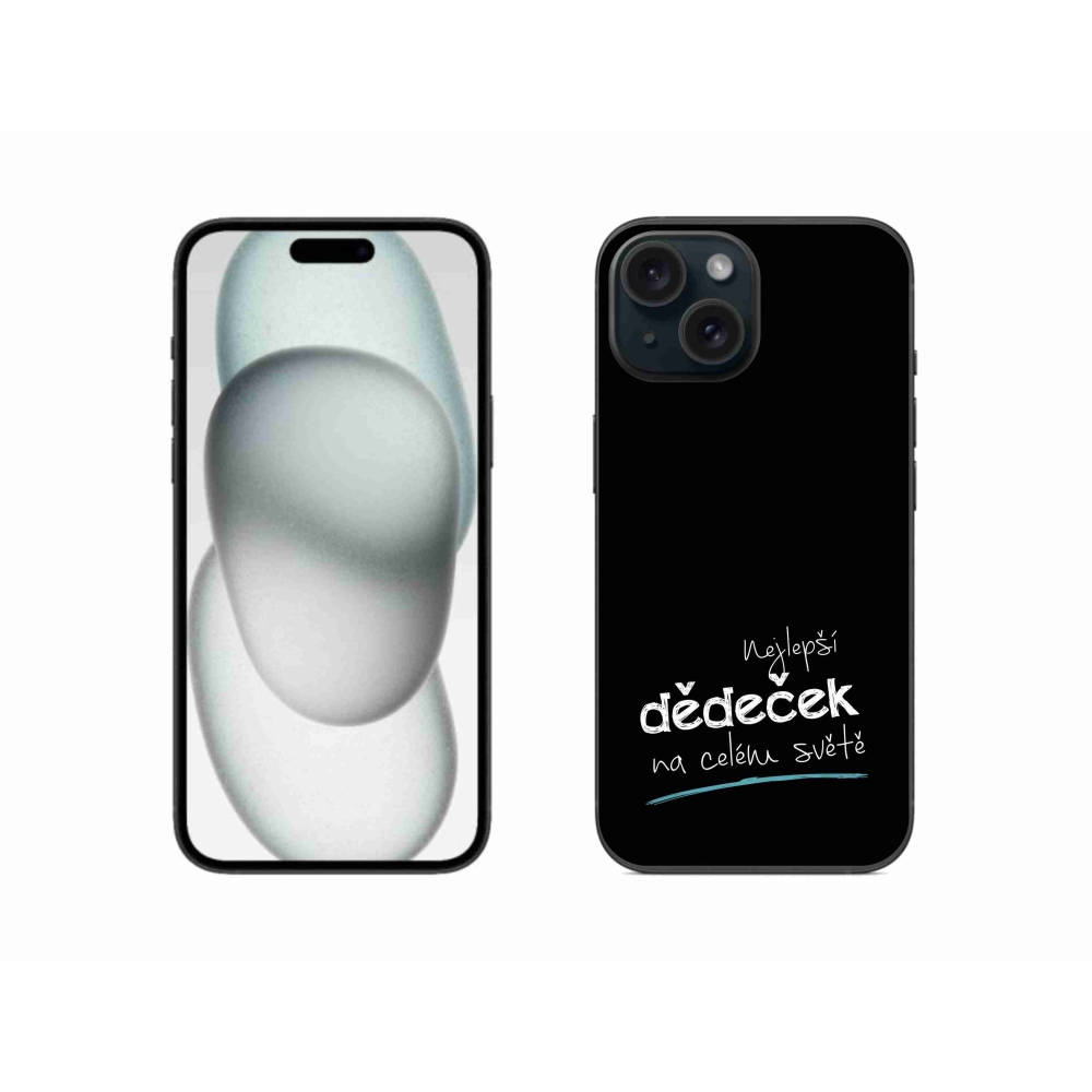 Gelový kryt mmCase na iPhone 15 - nejlepší dědeček 3 černé pozadí