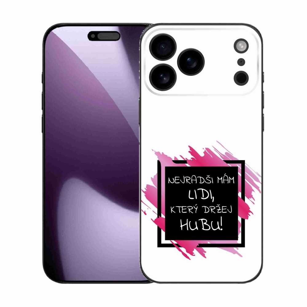 Gelový kryt mmCase na iPhone 17 Pro Max - vtipný text 7 černobílé pozadí
