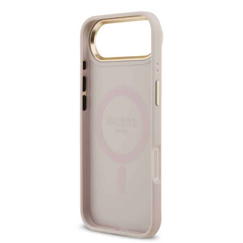Guess PU Leather 4G Gold Frame MagSafe Zadní Kryt pro iPhone Air Pink