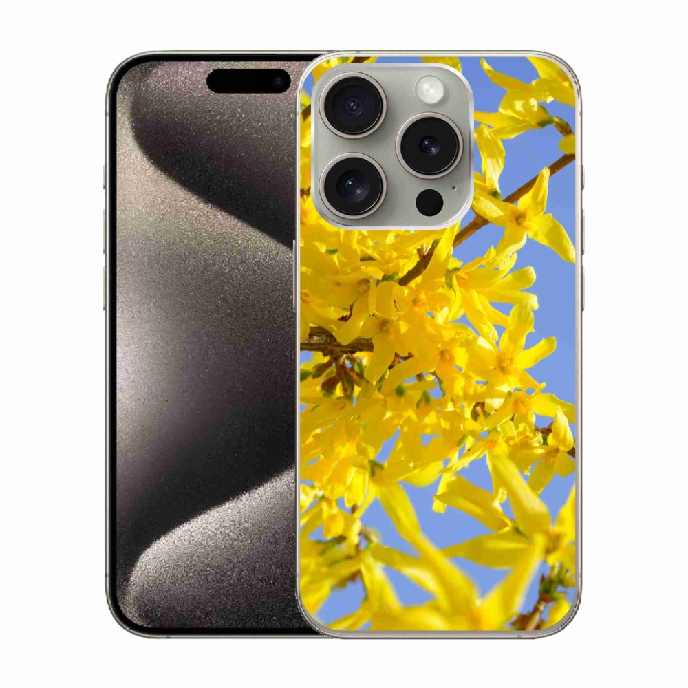 Gelový kryt mmCase na iPhone 15 Pro - žluté květy