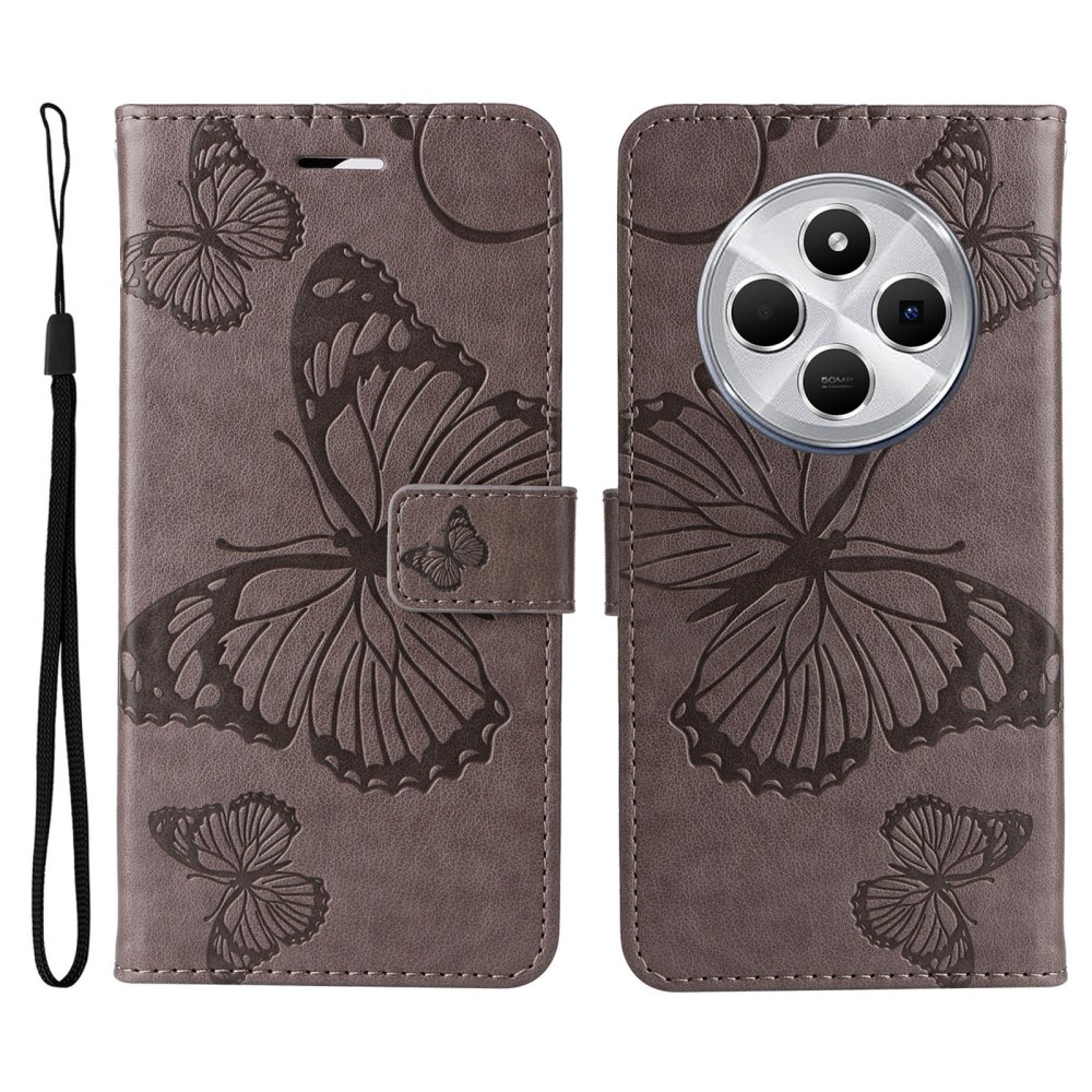 Big Butterfly knížkové pouzdro na Xiaomi Redmi 14C/Poco C75 - šedé