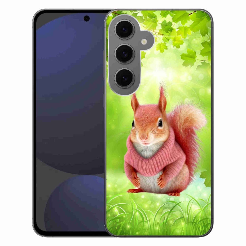Gelový kryt mmCase na Samsung Galaxy S24 FE - veverka ve svetru