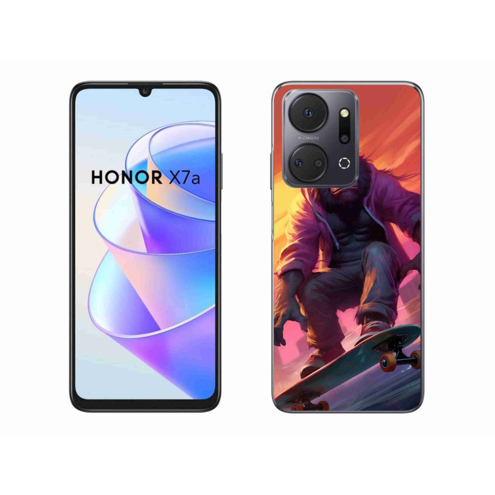 Gelový kryt mmCase na Honor X7a - gorila na skateboardu