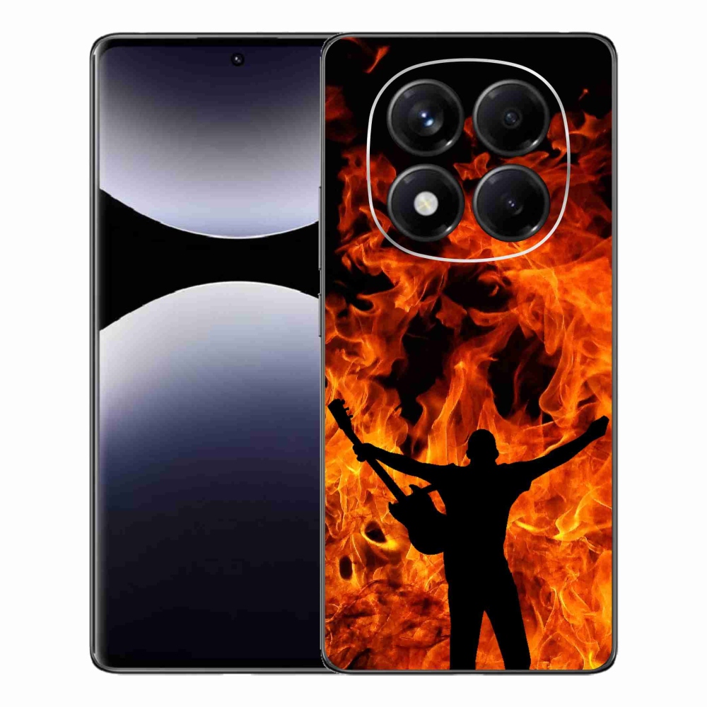 Gelový kryt mmCase na Xiaomi Redmi Note 14 Pro - muzikant a oheň