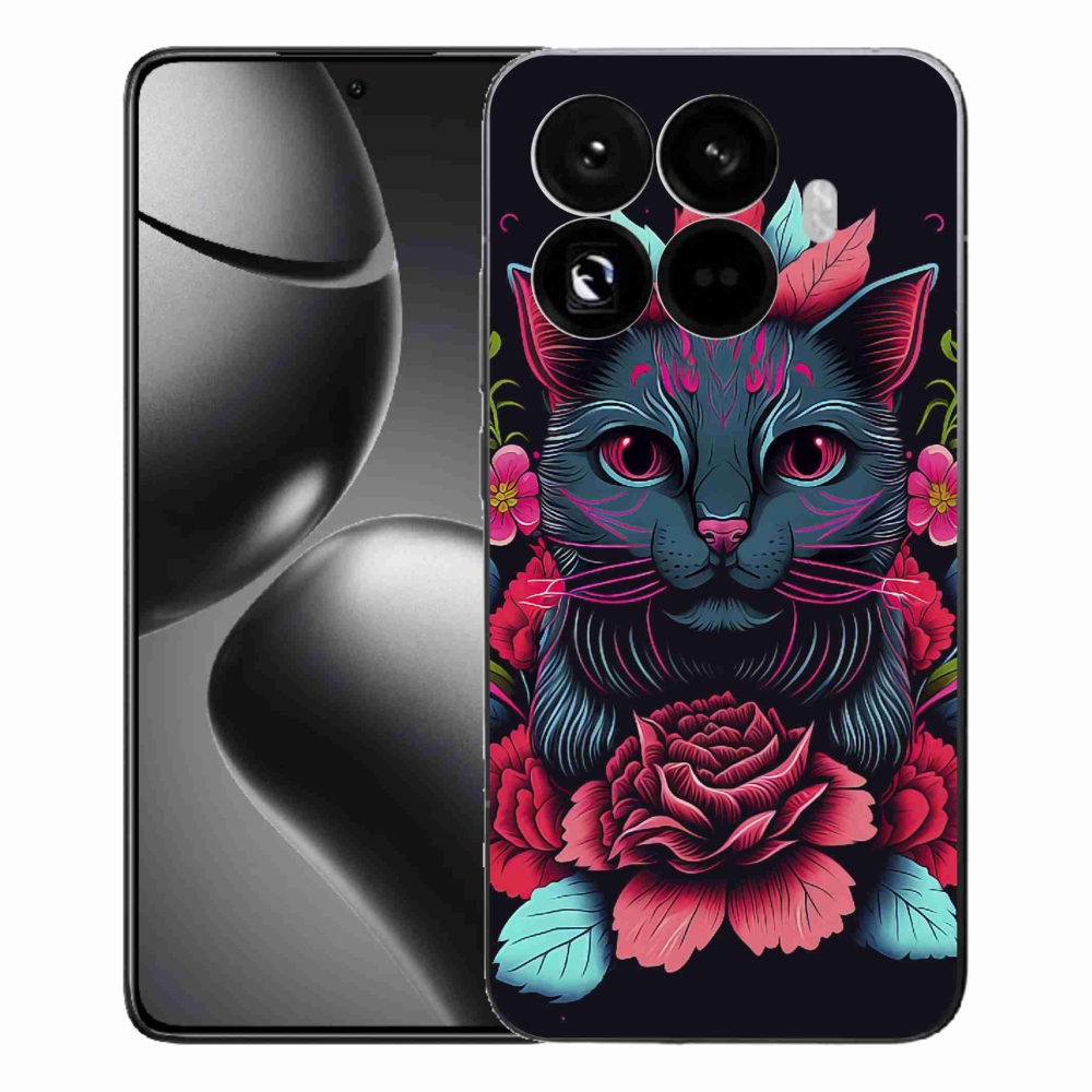 Gelový kryt mmCase na Xiaomi 15T Pro - květiny a kočka