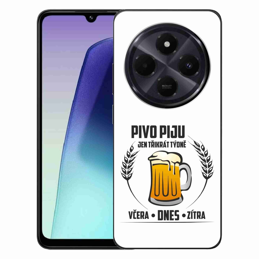 Gelový kryt mmCase na Xiaomi Redmi 14C/Poco C75 - pivní motiv bílé pozadí