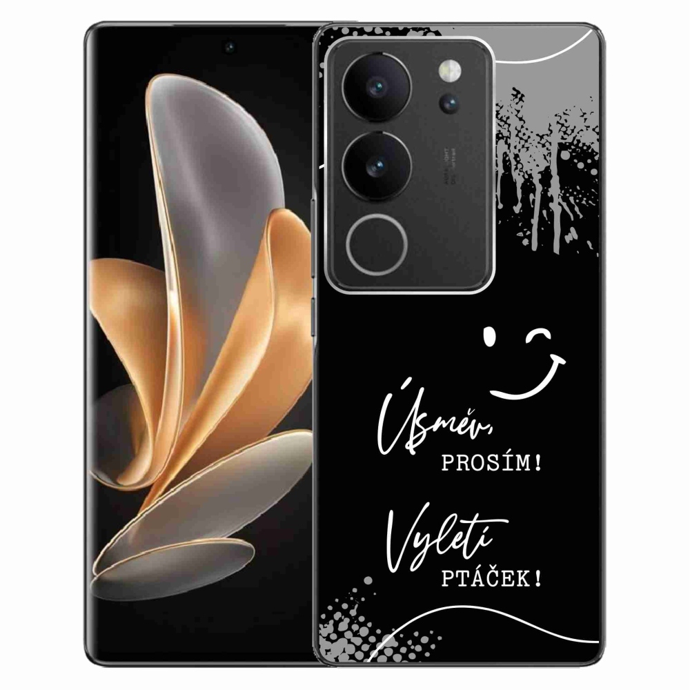 Gelový kryt mmCase na Vivo V29 5G - vtipný text 4 černé pozadí
