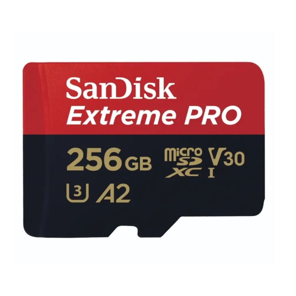 Paměťová karta SanDisk Extreme PRO microSDXC 256GB + SD Adapter 200MB/s & 140MB/s A2 C10 V30 UHS-I U3