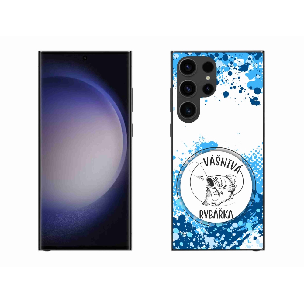 Gelový kryt mmCase na Samsung Galaxy S23 Ultra 5G - vášnivá rybářka bílé pozadí