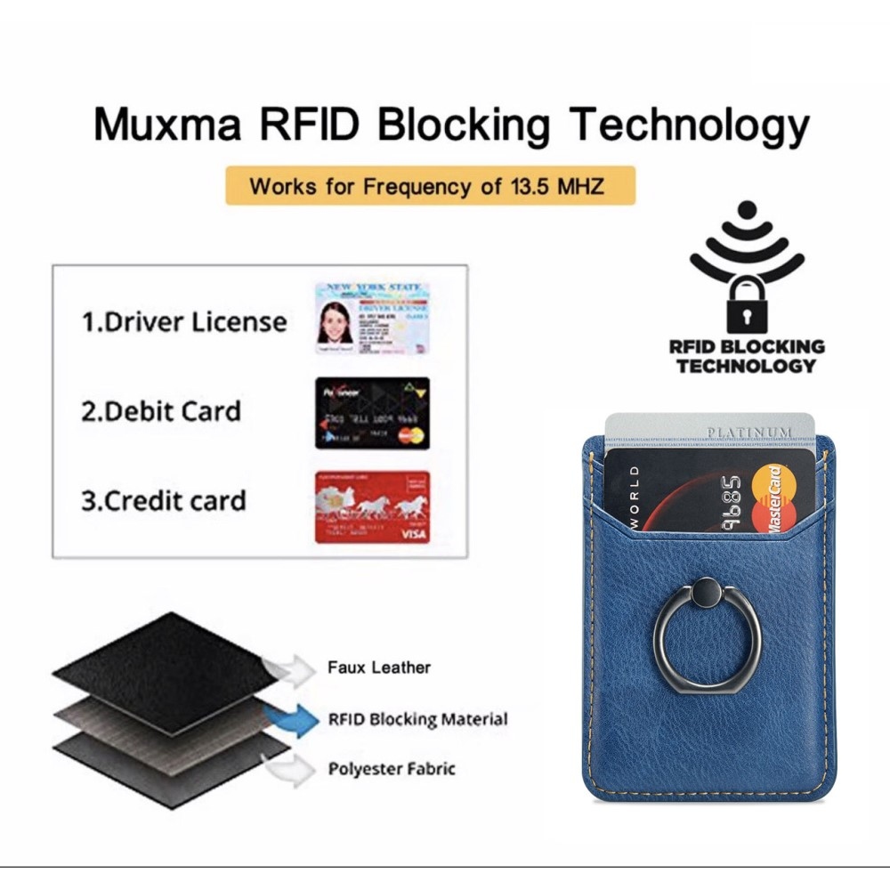 MUXMA nalepovací pouzdro na karty na mobilní telefon - modré