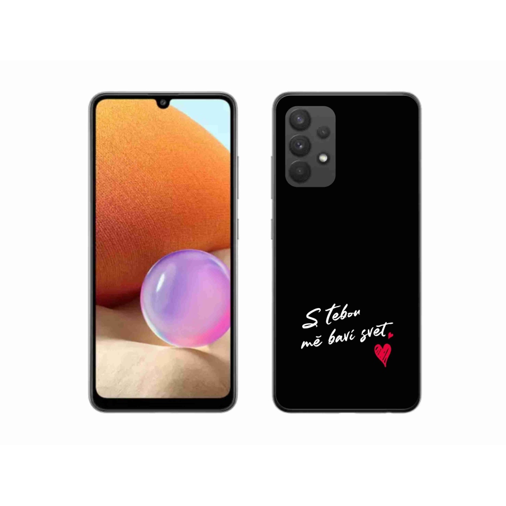 Gelový kryt mmCase na Samsung Galaxy A32 4G - zamilovaný text 1 černé pozadí