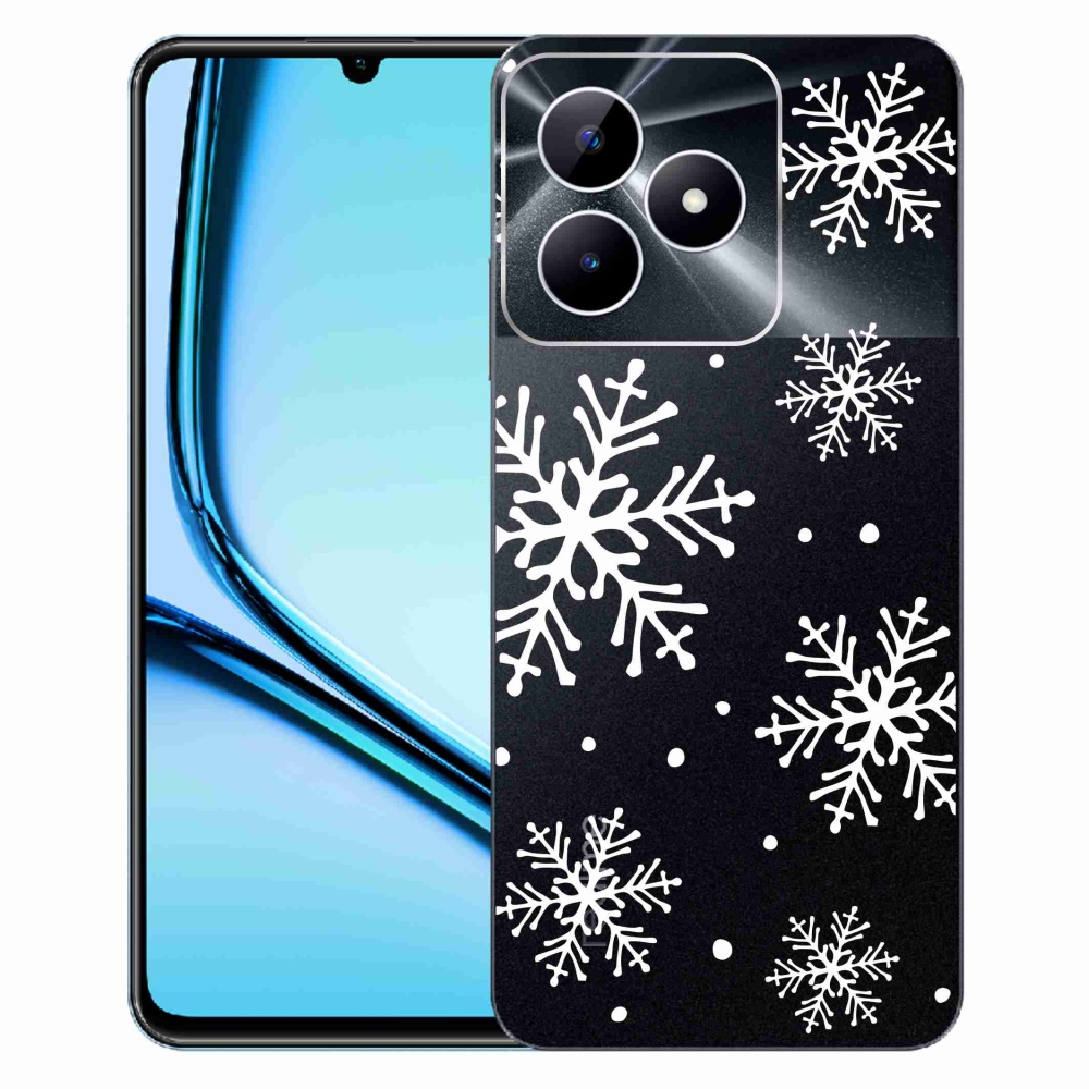 Gelový kryt mmCase na Realme Note 50 - bílé vločky na průhledném pozadí