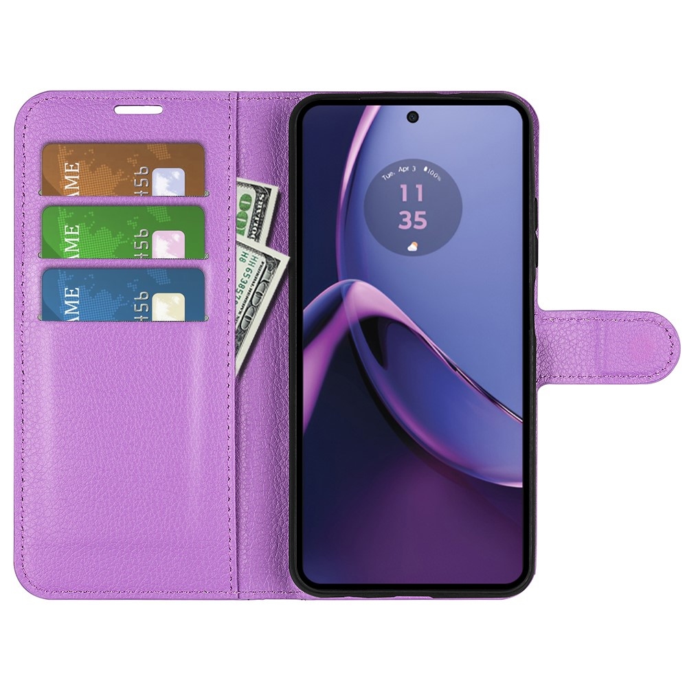 Litchi knížkové pouzdro na Motorola Moto G84 5G - fialové