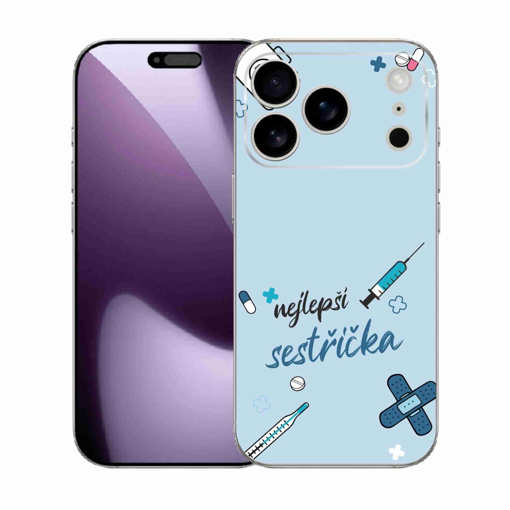 Gelový kryt mmCase na iPhone 17 Pro - nejlepší sestřička modré pozadí