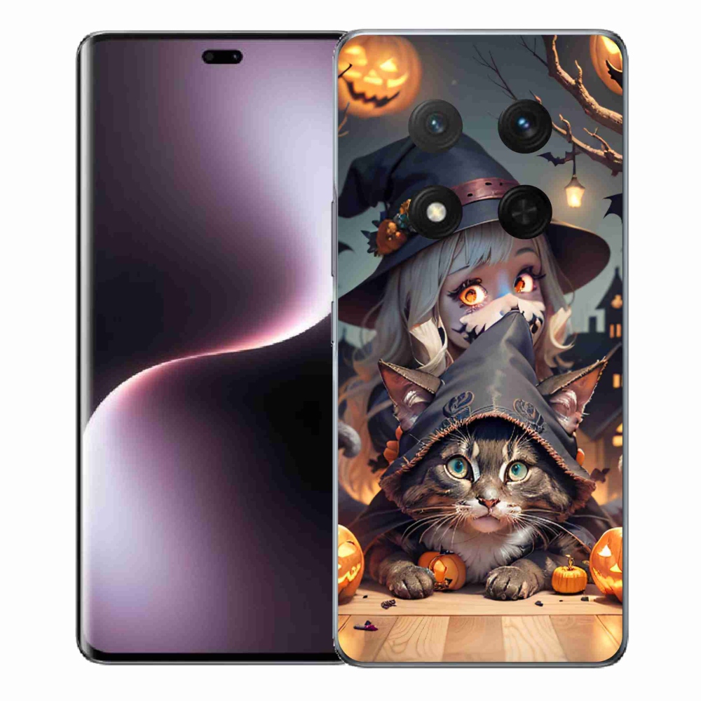 Gelový kryt mmCase na Honor Magic 7 Lite 5G - čarodějnice s kočkou