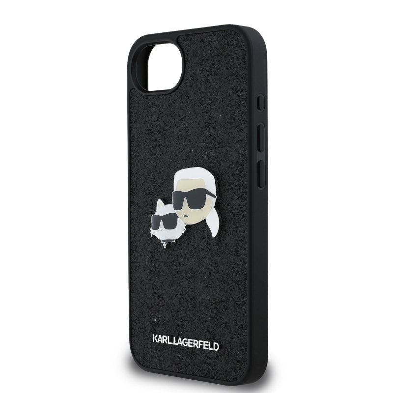 Karl Lagerfeld Fixed Glitter Metal K&CH Zadní Kryt pro iPhone 16e Black