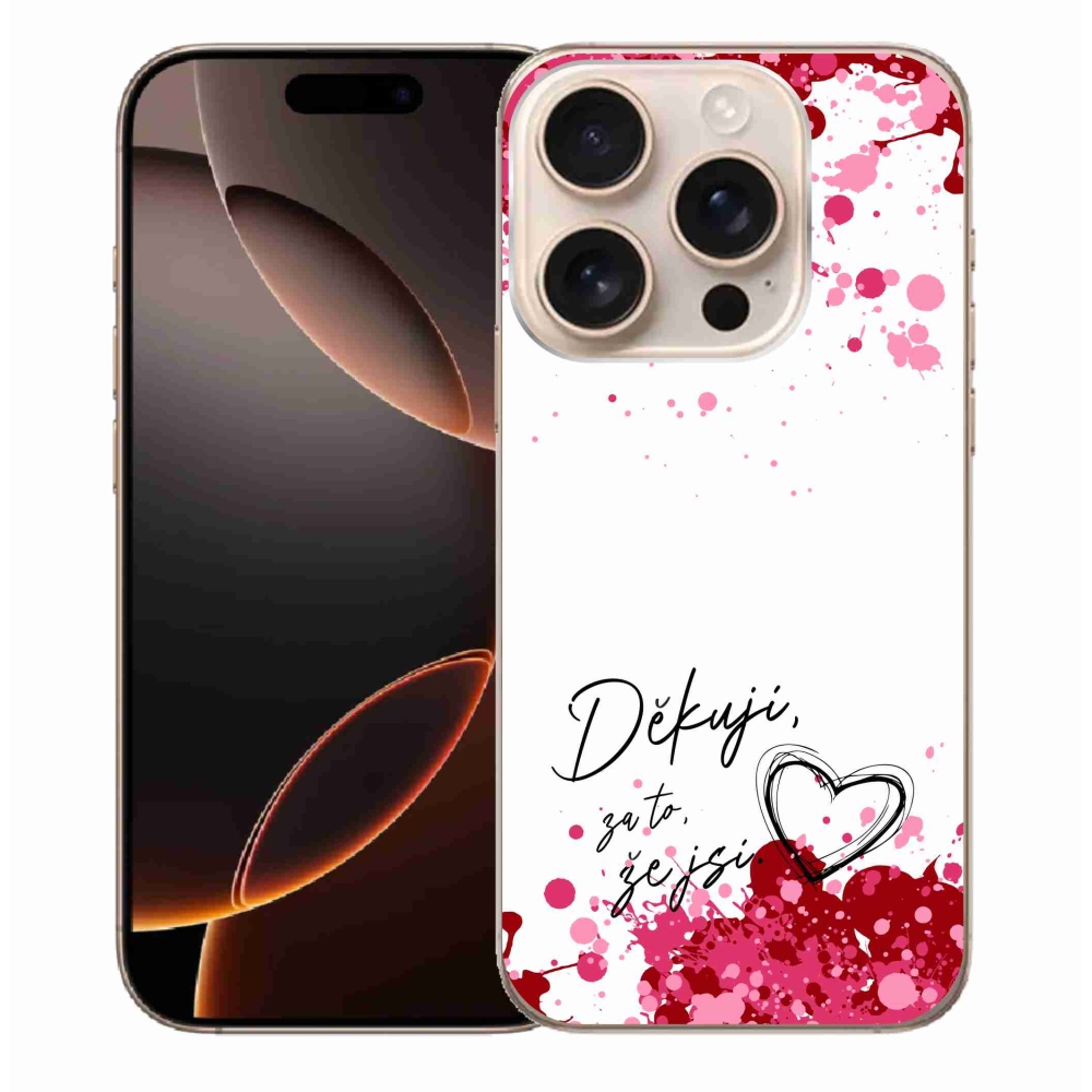 Gelový kryt mmCase na iPhone 16 Pro Max - zamilovaný text 2 bílé pozadí