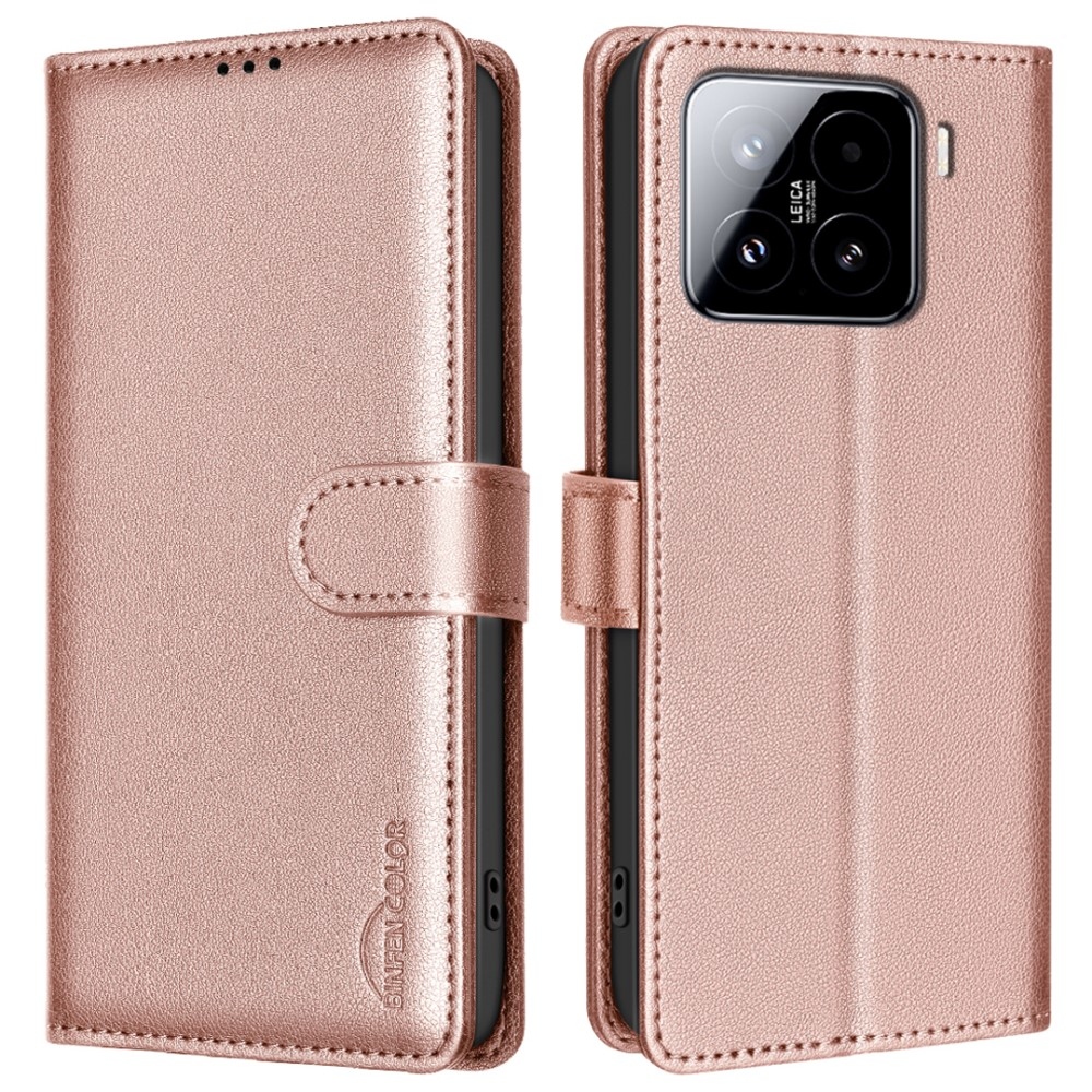 BINFEN knížkové pouzdro na Xiaomi 15 Pro - růžovozlaté