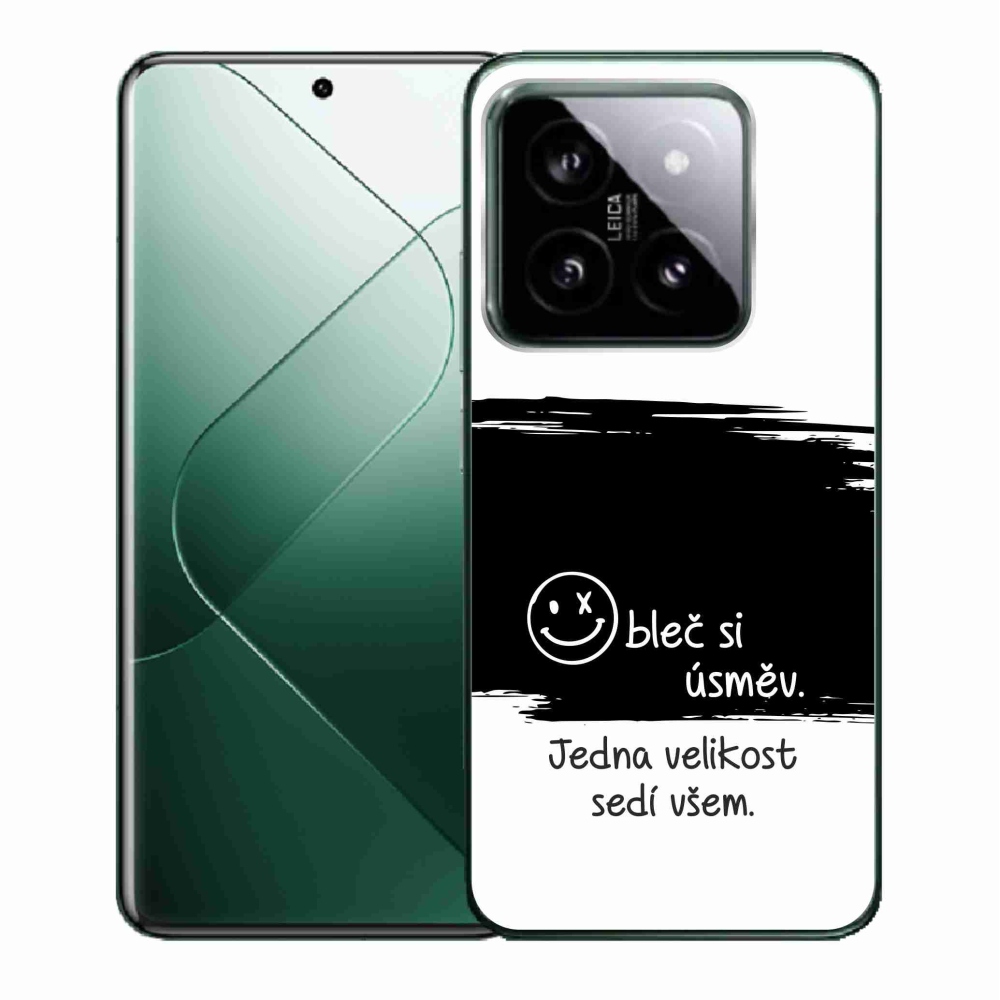 Gelový kryt mmCase na Xiaomi 14 - vtipný text 8 černobílé pozadí