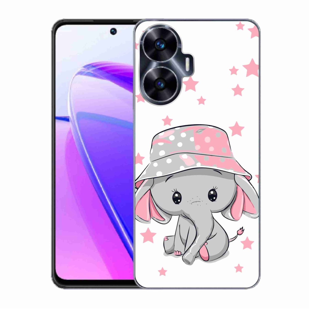 Gelový kryt mmCase na Realme C55 - růžový slon