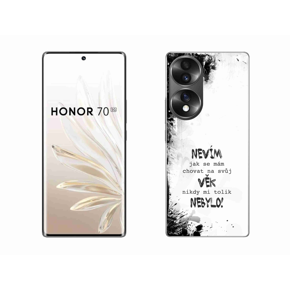 Gelový kryt mmCase na Honor 70 - vtipný text 14 bílé pozadí