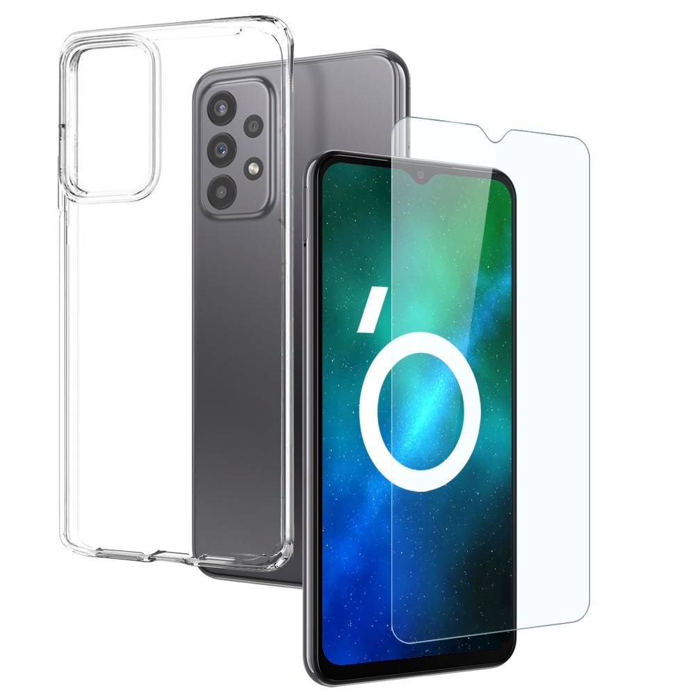 NORTHJO průhledný gelový obal + tvrzené sklo na Samsung Galaxy A23 4G/5G - průhledný