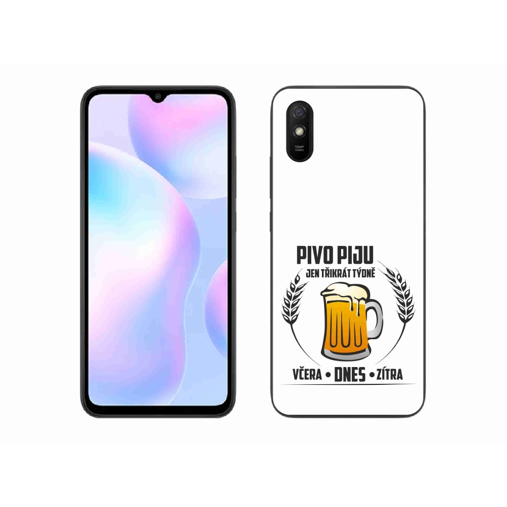 Gelový kryt mmCase na Xiaomi Redmi 9AT - pivní motiv bílé pozadí