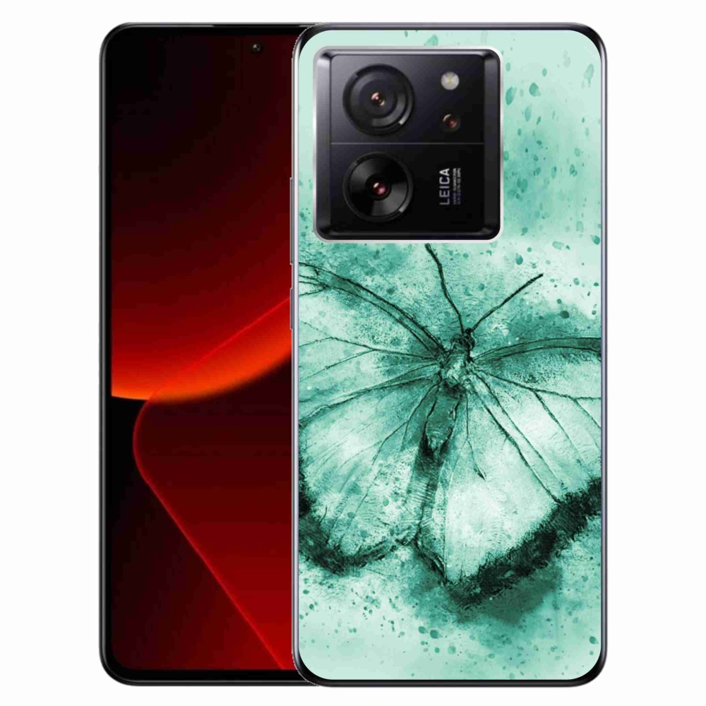 Gelový obal mmCase na Xiaomi 13T/13T Pro - zelený motýl