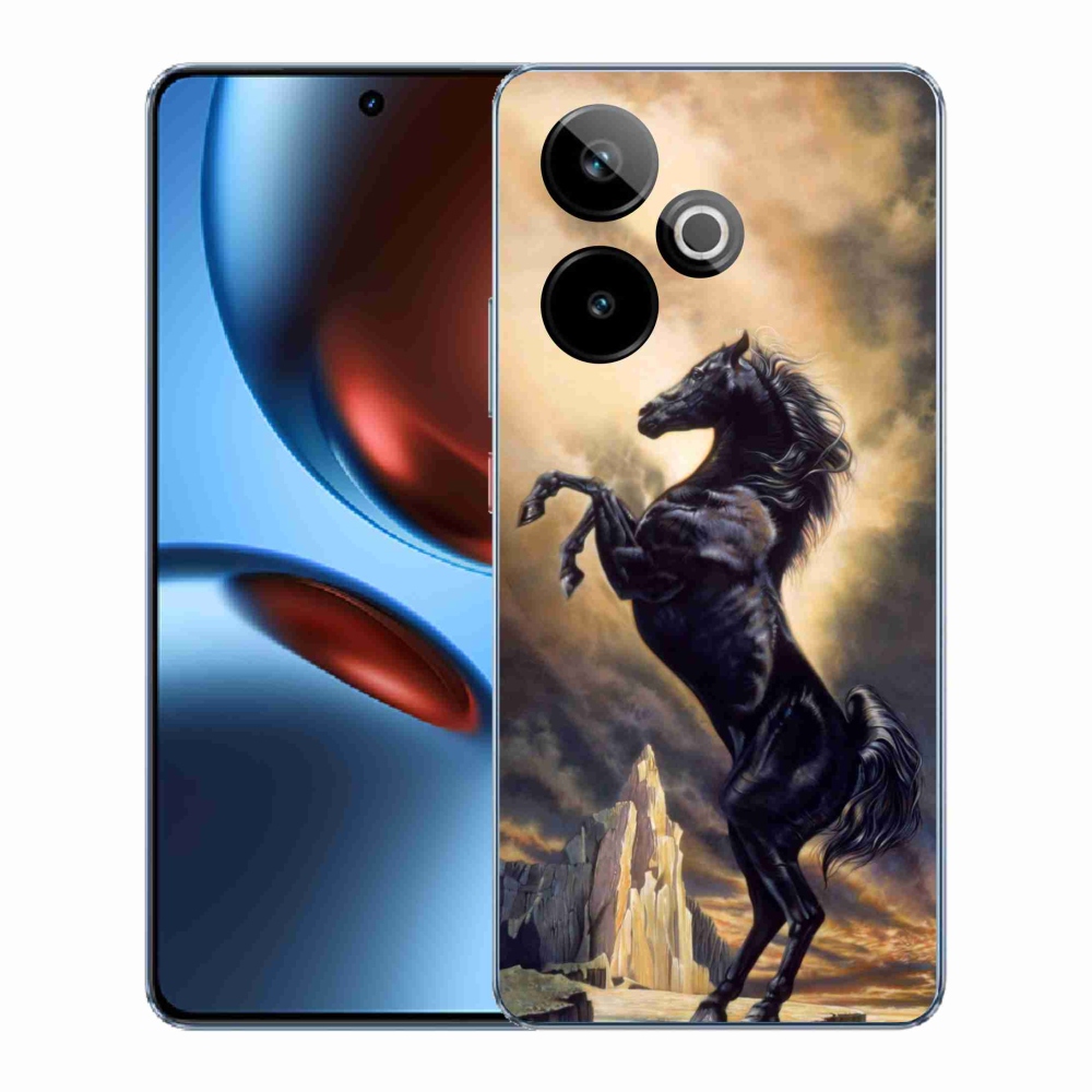 Gelový kryt mmCase na Realme GT 7 5G/GT 7T 5G - černý kreslený kůň