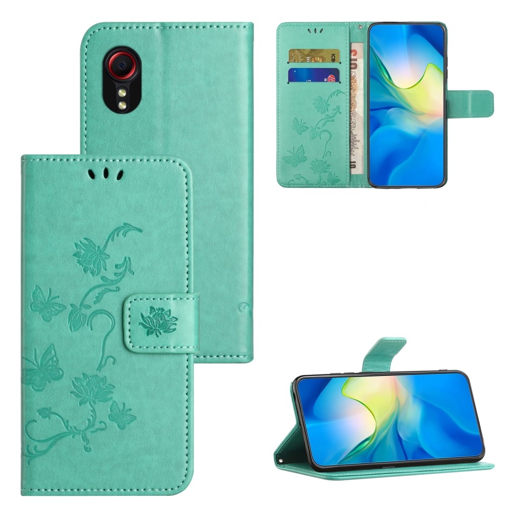 Flower knížkové pouzdro na Samsung Galaxy Xcover 7 - modrozelené