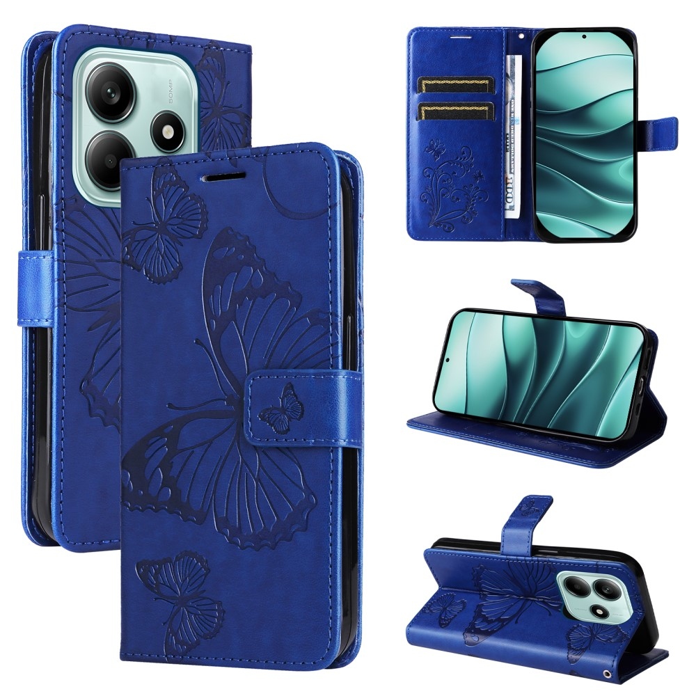 Big Butterfly knížkové pouzdro na Xiaomi Redmi Note 14 5G - modré