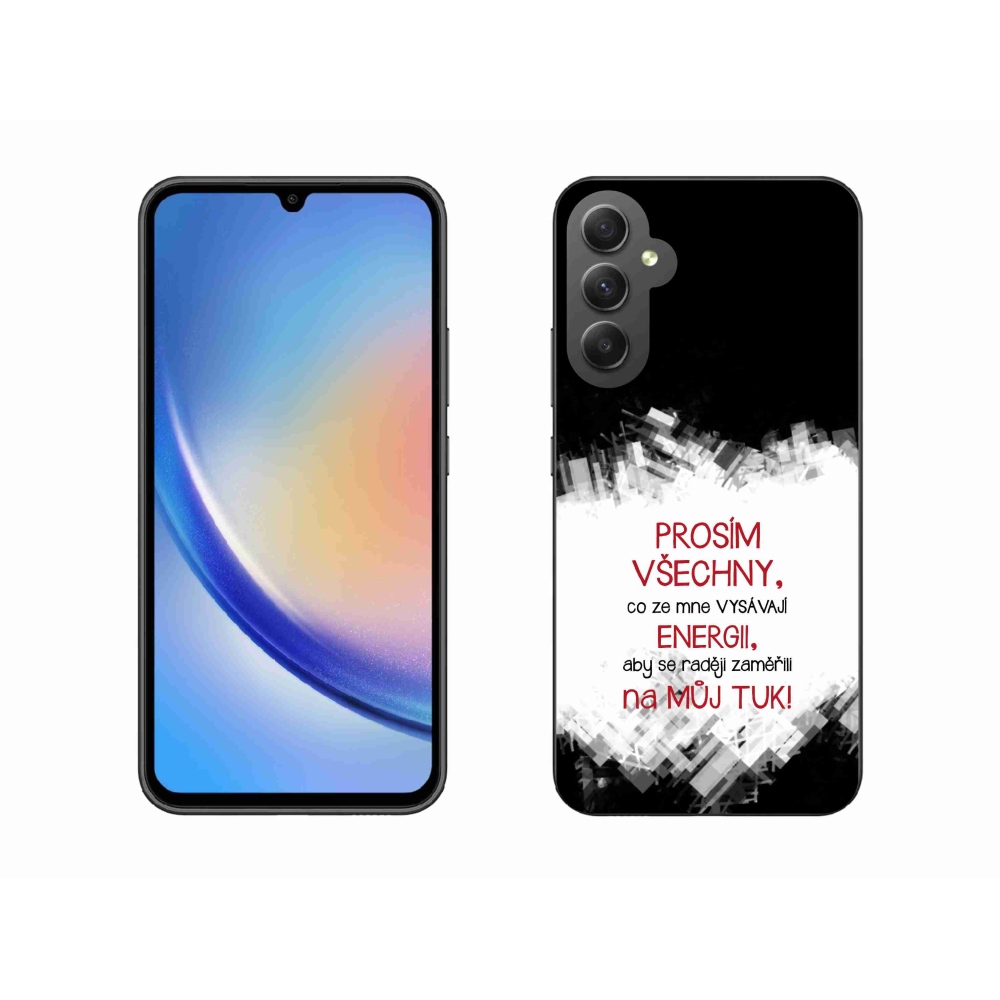 Gelový kryt mmCase na Samsung Galaxy A34 5G - vtipný text 1 červený