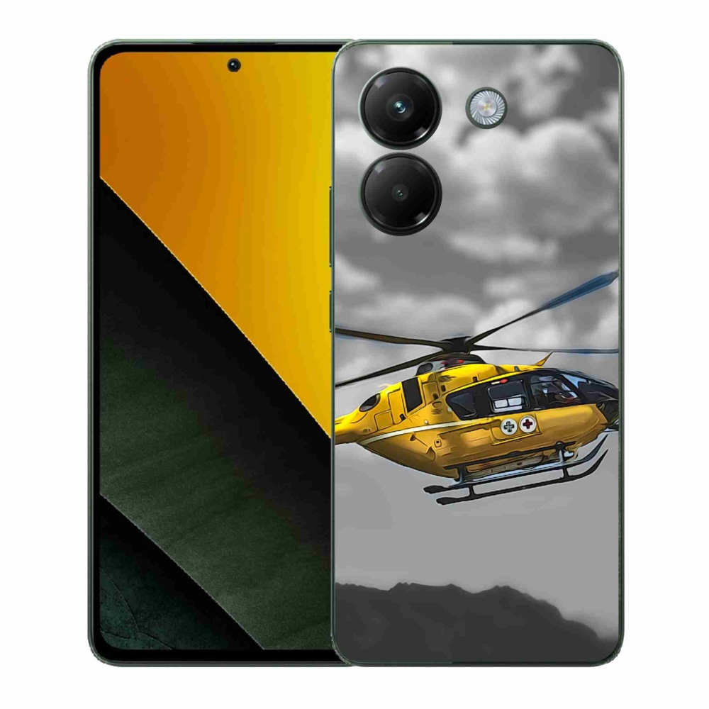 Gelový kryt mmCase na Xiaomi Poco M7 Pro 5G - žlutá helikoptéra