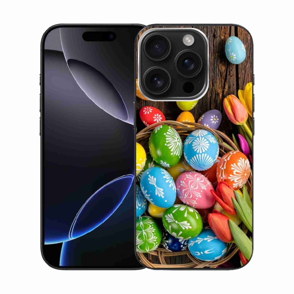 Gelový kryt mmCase na iPhone 16 Pro - velikonoční vajíčka