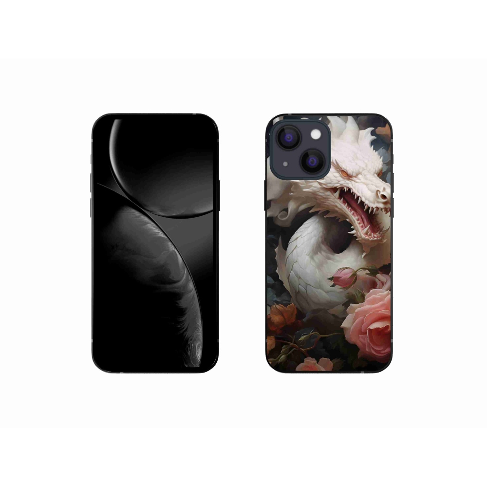 Gelový kryt mmCase na iPhone 13 mini - bílý drak