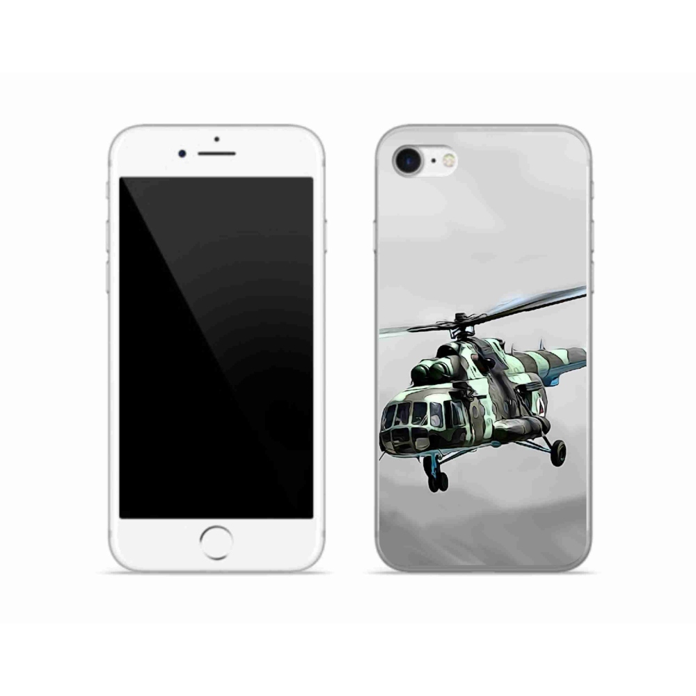 Gelový kryt mmCase na iPhone SE (2020) - vojenský vrtulník