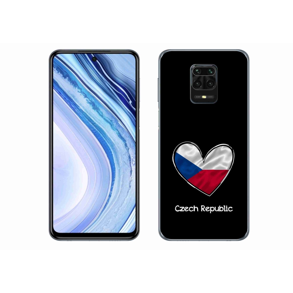 Gelový kryt mmCase na Xiaomi Redmi Note 9 Pro - vlajka srdce černé pozadí
