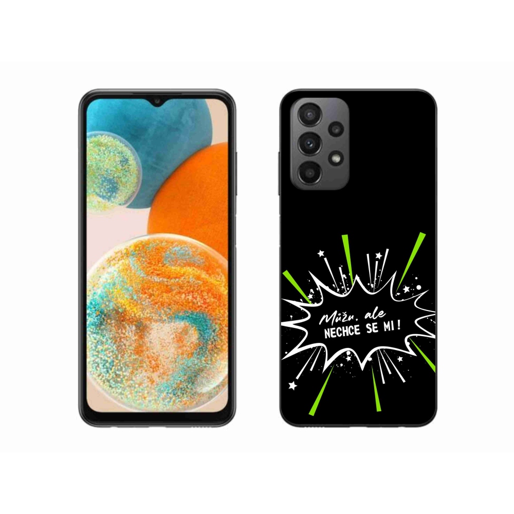 Gelový kryt mmCase na Samsung Galaxy A23 4G/5G - vtipný text 11 černé pozadí