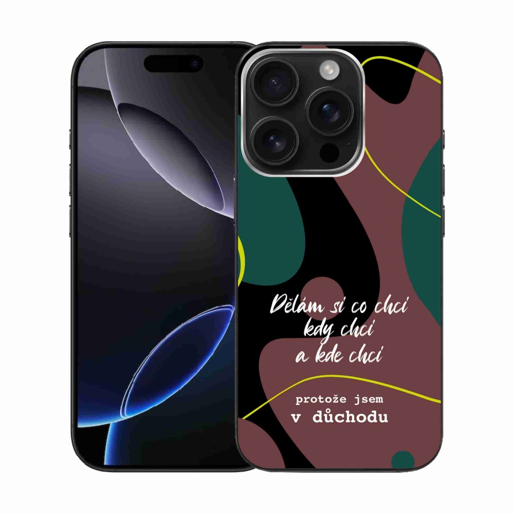 Gelový kryt mmCase na iPhone 16 Pro - vtipný text 10 černé pozadí
