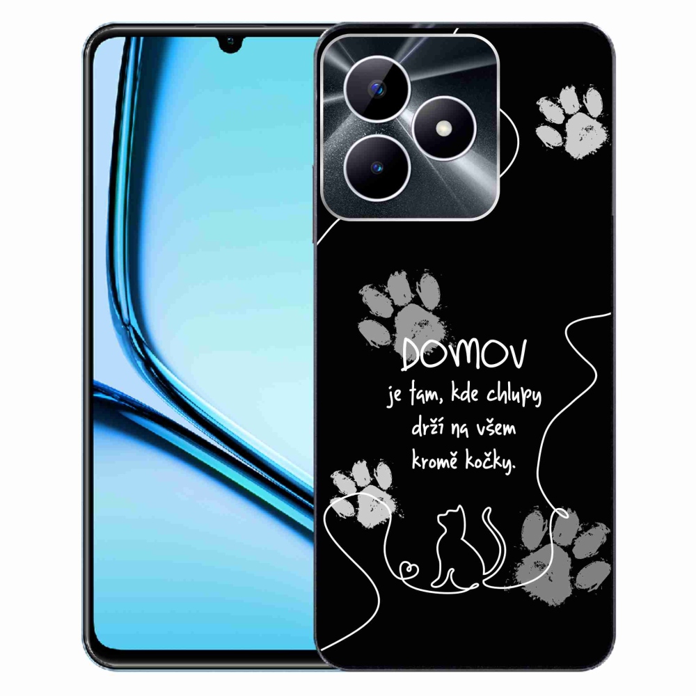 Gelový kryt mmCase na Realme Note 50 - kočičí motiv černé pozadí