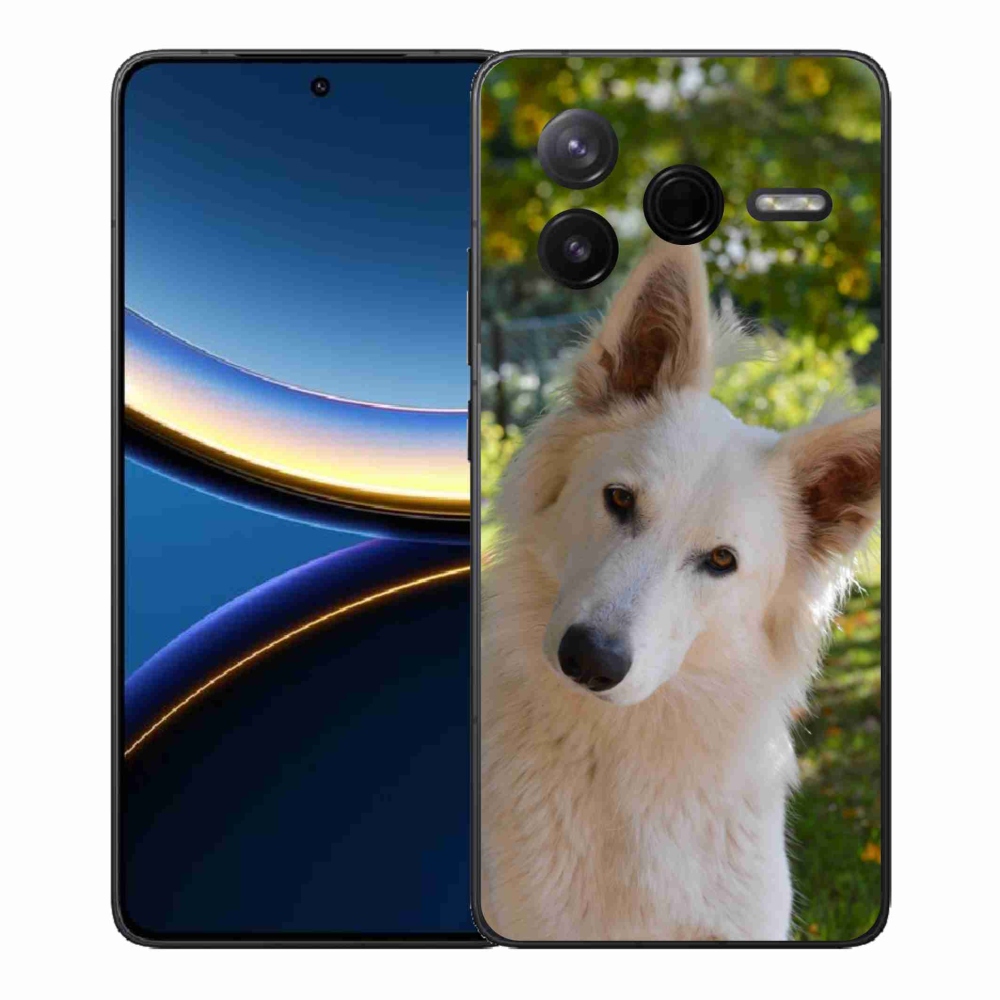 Gelový kryt mmCase na Xiaomi Poco F7 Pro - bílý švýcarský ovčák 1